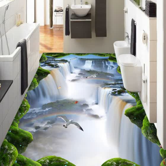 Shop Free Shipping Cliff Falls Flying Bird Flooring Painting