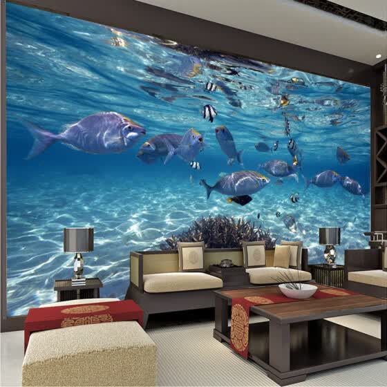 Shop 3d Wallpaper Cartoon Creative Submarine World Marine Life Mural