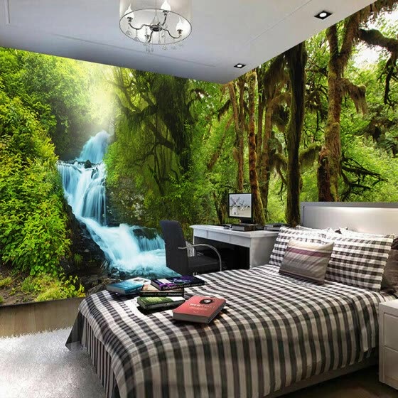 Shop Nature Scenery 3d Wall Mural Custom Hd Hd Tropical Rain