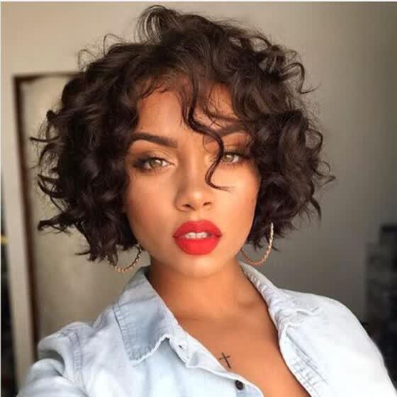 Shop Short Human Hair Wigs For Black Women Curly Wavy Lace Front