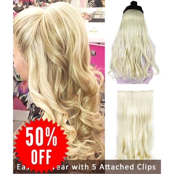 Shop Rhyme 23 Blonde One Piece Hair Extensions 3 4 Full Head