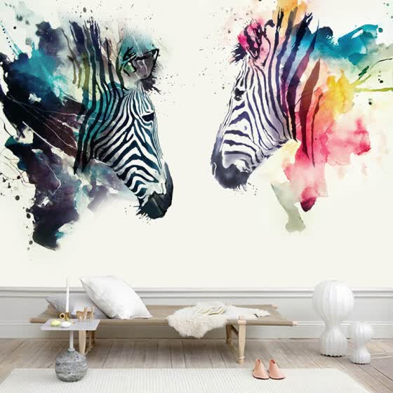 Shop Modern Abstract Art Mural Wallpaper 3d Watercolor Zebra Wall Painting Kid S Bedroom Cafe Restaurant Background Wall Papers Decor Online From Best Wall Stickers Murals On Jd Com Global Site Joybuy Com