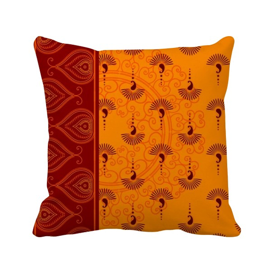 Shop Printing Repeat Cloth Orange Colorful Art Square Throw Pillow