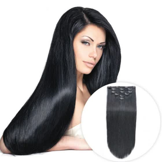 Shop Human Hair Clip In Extensions 6pcs Thick Long Silky Straight
