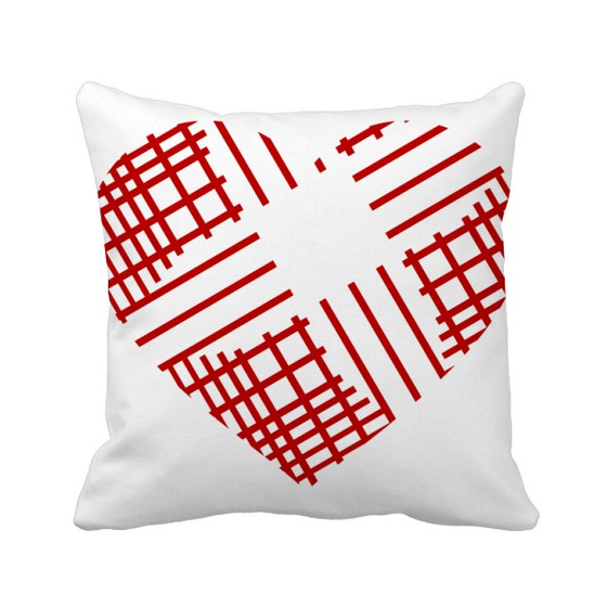 Shop Red Valentine S Day Heart Line Square Throw Pillow Insert