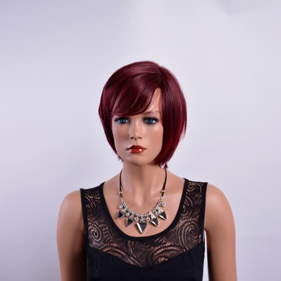 Shop Qianbaihui Wine Red Short Pixie Cut Synthetic Wigs For Black