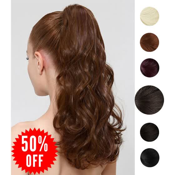Shop Rhyme Light Brown 16 85g Curly Ponytail Wig Wrap Around