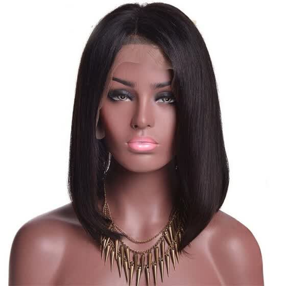 Shop Real Lace Front Human Hair Wigs 130 Density Bob Wig Straight