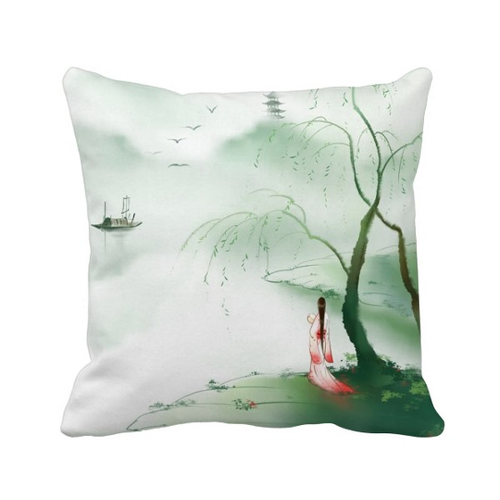 Shop Waterfront Sadness Chinese Style Watercolor Polyester Toss