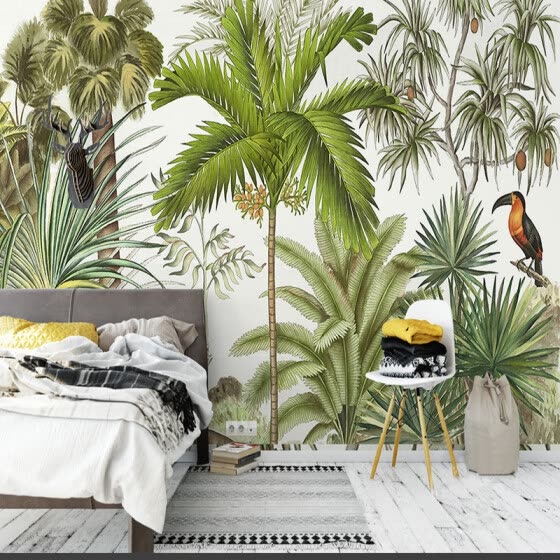 Shop Custom 3d Wall Mural Wallpaper Tropical Rainforest Green Plants Hand Painted Oil Painting Living Room Sofa Background Wall Paper Online From Best Wall Stickers Murals On Jd Com Global Site Joybuy Com