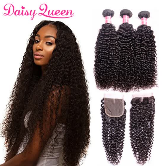 Shop 8a Brazilian Curly Weave Human Hair 3 Bundles With Closure 4