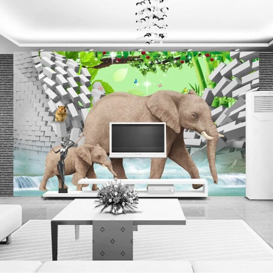 Shop Custom Photo Wallpaper 3d Stereo Elephant Large Mural