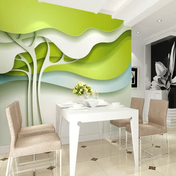 Shop 3d Wallpaper Modern Simple Abstract Art Green Apple Tree Photo Mural Dining Room Living Room Backdrop Wall Decor Papel De Parede Online From Best Wall Stickers Murals On Jd Com Global