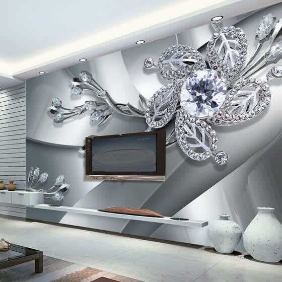 Shop Custom Any Size 3d Wall Mural Wallpaper Diamond Flower