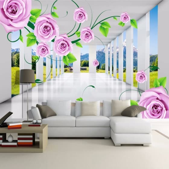 Shop Custom Photo Murals Modern 3d Stereo Space Rose Vines