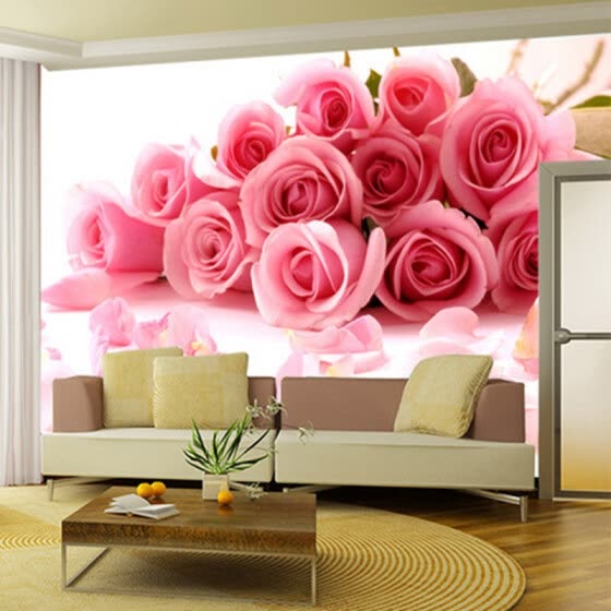 Shop Custom Wallpaper 3d Pink Rose Flowers Photo Wall Mural