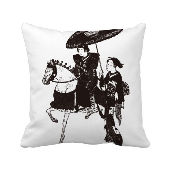 Shop Japan Women Riding Horse Sketch Square Throw Pillow Insert