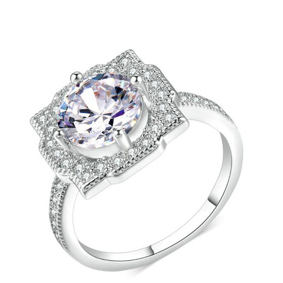 Stainless Steel Romantic Engagement Rings Fashion Gold Plated Rings for Women Man Cubic Zirconia CZ Diamond Wedding Ring