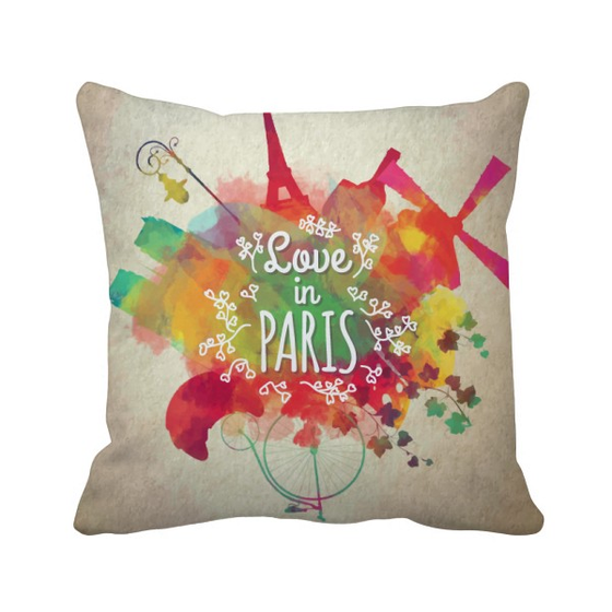 Shop Colorful Mark City France Eiffel Tower Square Throw Pillow
