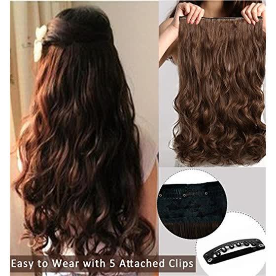 Shop Rhyme 24 Light Brown Curly Layered One Piece 5 Clips Clip In