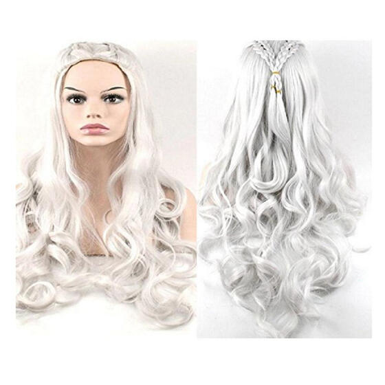 Womens Daenerys Targaryen Game of Thrones Blonde Cosplay Party Hair Wig