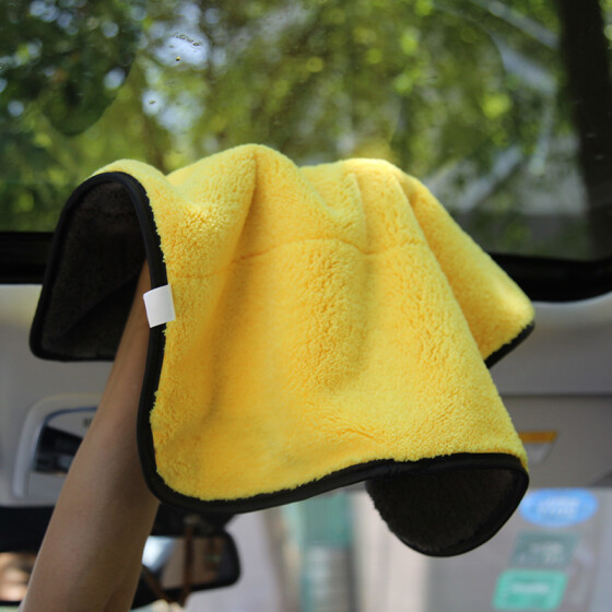 Car Wash Towel Thick Absorbent Cleaning Towel Double Color Car Wash Towel Yellow