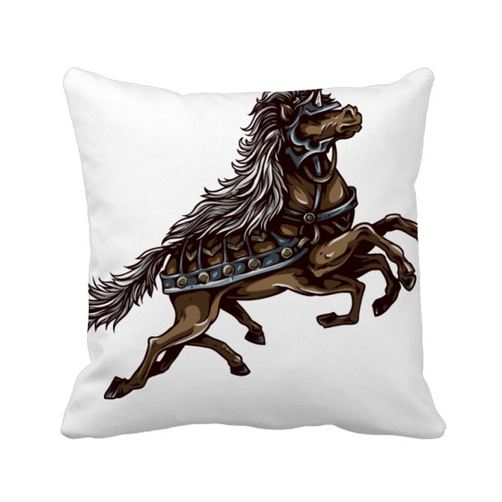 Shop Running Horse Armor Animal Art Grain Square Throw Pillow
