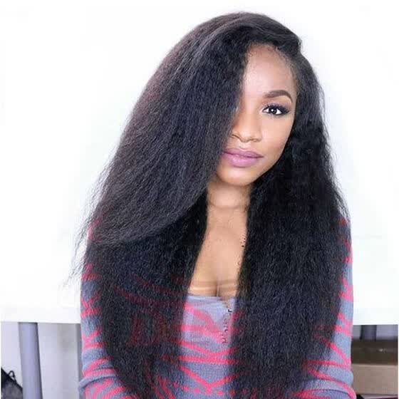 Shop T Top Hair Long Kinky Straight Virgin Human Hair Lace Front