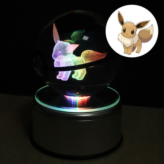 Shop Eevee 8cm Pokeball Crystal Ball Desktop Decoration Light