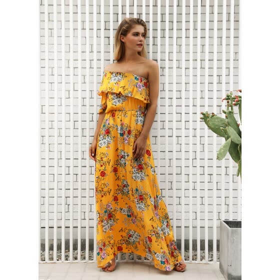 womens yellow floral dress