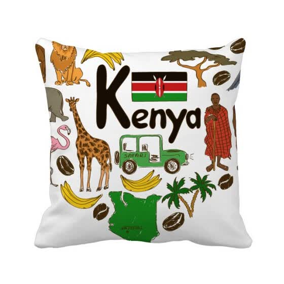 Shop Kenya Love Heart Landscap National Flag Square Throw Pillow