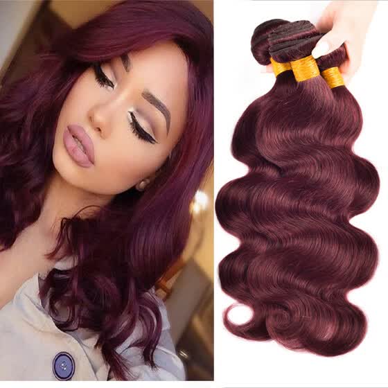 Shop Protea Pre Colored Human Hair Weave Burgundy 99j Brazilian