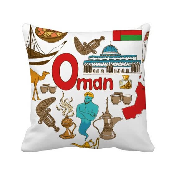 Shop Oman Love Heart Landscap National Flag Square Throw Pillow