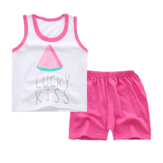 Summer Baby Clothing Set Cartoon Boys Girls Children Clothes Set Sport Infant Kid Suits Tracksuits Cotton Vest + Pants