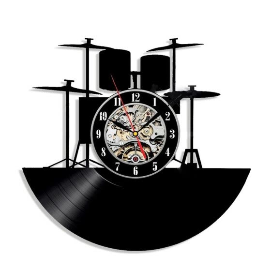 Shop Instrument Drum Music Theme Vinyl Record Wall Clock Gift Idea