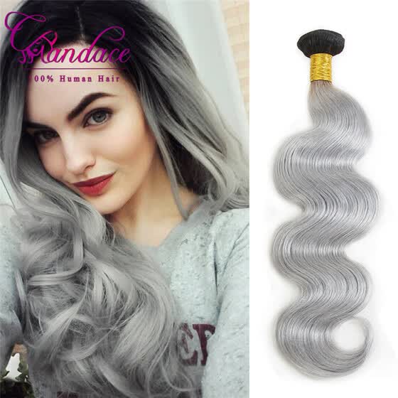 Shop Ombre T1b Grey Body Wave 4 Bundles Brazilian Human Hair Weave