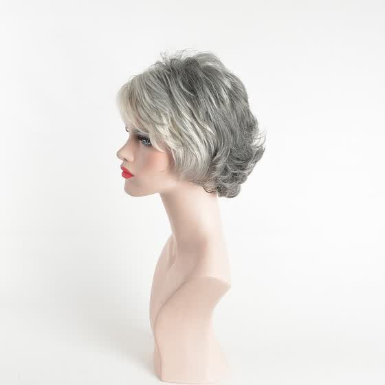 Shop Qianbaihui Gray Short Curly Wigs For White Women Bob Heat