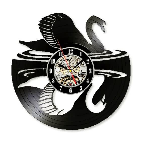 Classical Design Decorative Vinyl Wall Clock Swan Record