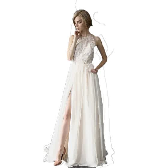 Shop Boho Sexy Side Slits A Line Light Wedding Dress Online From