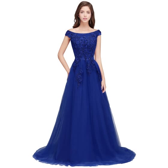 Shop Lace A-line Evening Prom Party Dresses Pageant Bridesmaid Ball ...