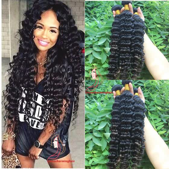Shop Human Hair Bundles Deep Wave Brazilian Hair Weave Deep Curly