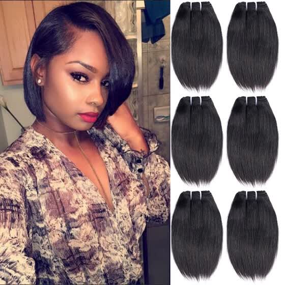 Shop Straight Malaysian Hair Short 8inch Virgin Human Hair Weave 6