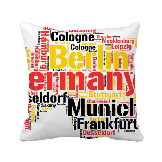 Shop Germany City Name Map Style Illustration Square Throw Pillow