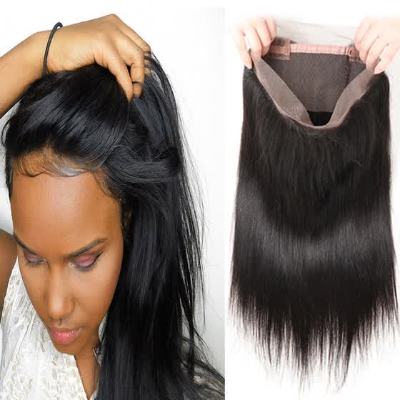 Shop 360 Lace Frontal Closure Straight Peruvian Remy Human Hair