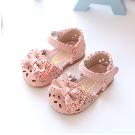 Girl Princess Shoes Bow Hollow Beach Shoes Anti-Slip Baby Sandals