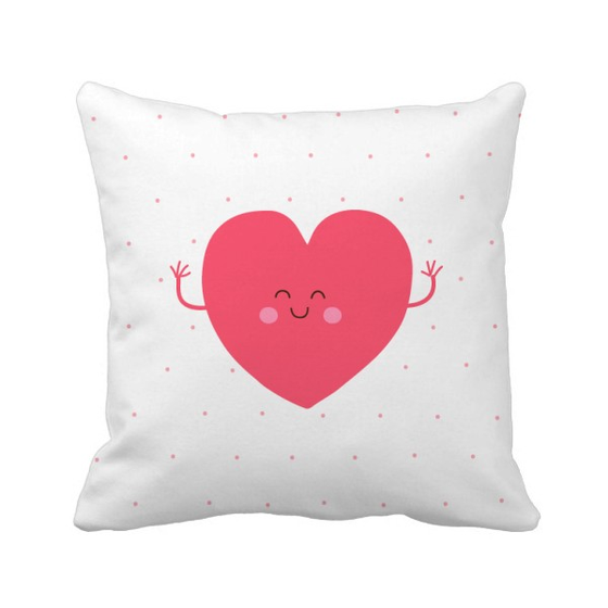Shop Valentine S Day Pink Cute Smile Face Heart Square Throw