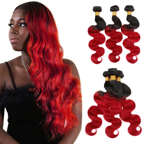 Shop Candace Ombre Brazilian Hair Body Wave T1b Red Human Hair