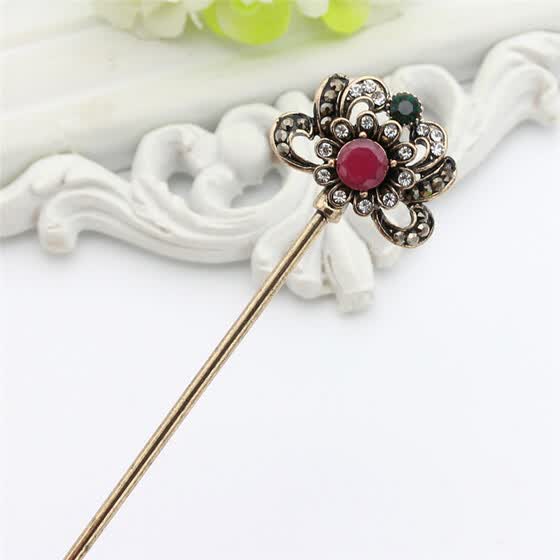 Shop Vintage Turkish Women Flower Hair Sticks Clasp Mellow Resin
