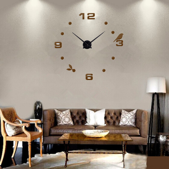 3D Frameless Wall Clock Stickers DIY Wall Decoration for Living Room Black