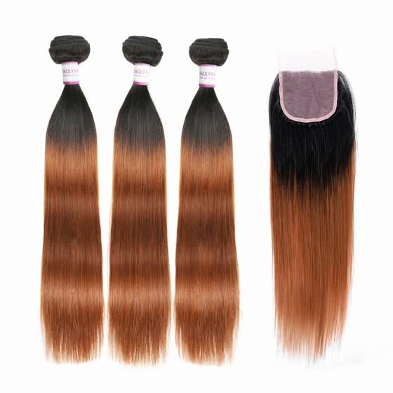 Shop 1b 30 Ombre Brazilian Hair Straight 3 Bundles With Closure